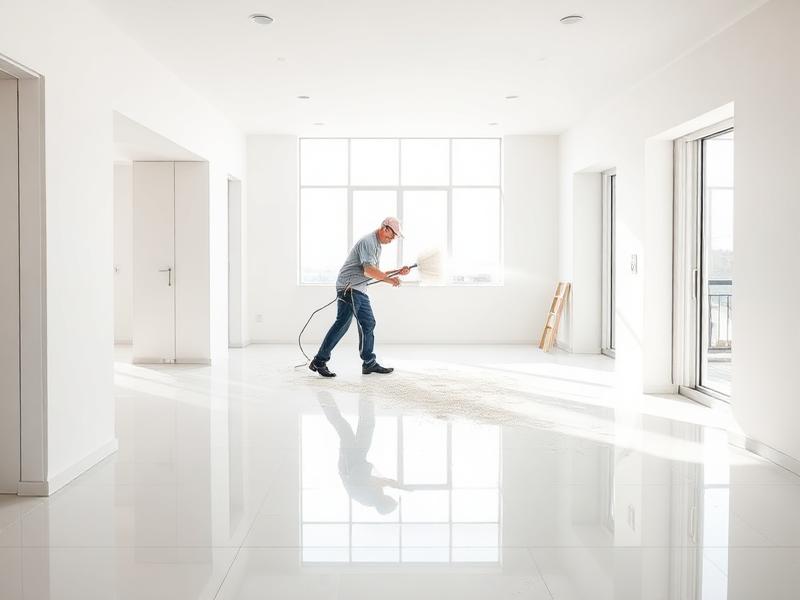 Cleaner removing dust from a newly renovated interior