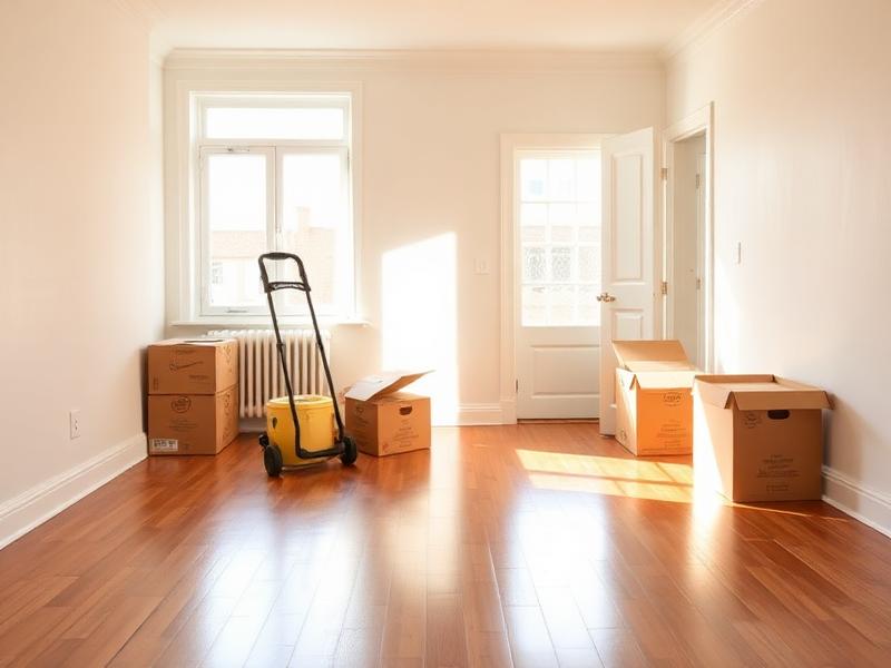 Empty bright apartment being cleaned before a move